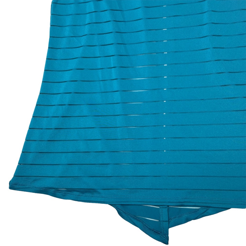 BCG Womens Green Sheer Striped Open Back Polyester Back Athletic Top Size Medium - Picture 9 of 13